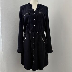 Michael Kors Navy Long Sleeve Dress with Zipper Accents